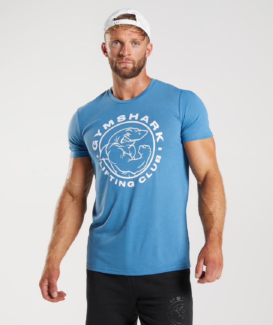 T Shirts Gymshark Legacy Hombre Azules | CO 3322QMA